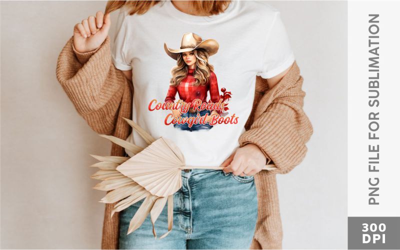 Christmas Cowgirl Sublimation Bundle PNG T-shirt preview