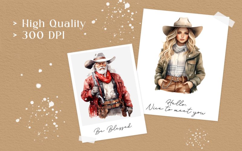 Christmas Western PNG Watercolor Bundle preview