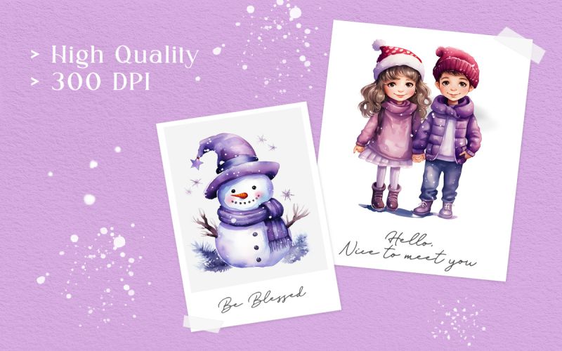 Magical Christmas Winter PNG Watercolor Bundle preview