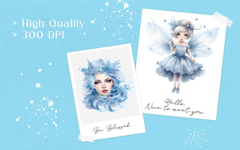 Winter Fairy PNG Watercolor Bundle preview