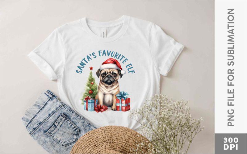 Funny Christmas Dog PNG Watercolor Bundle t-shirt preview