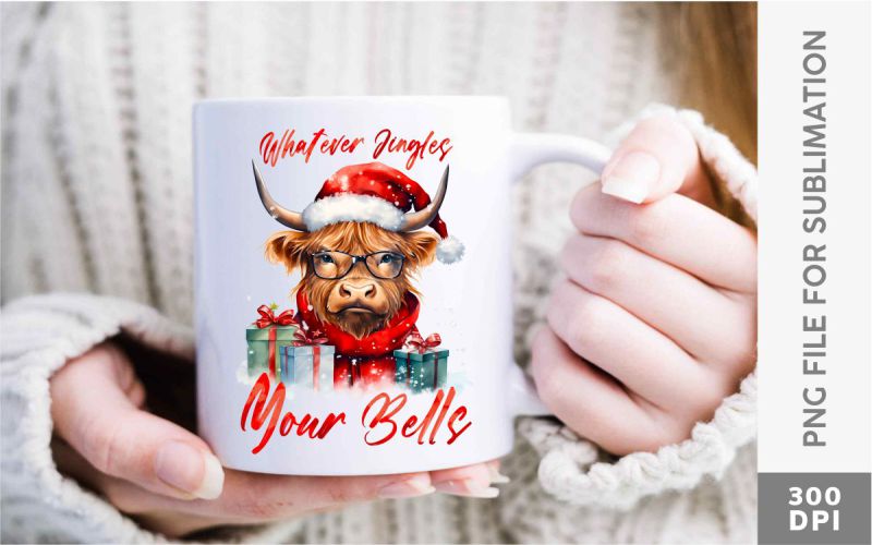 Christmas Highland Cow PNG Sublimation Bundle mug preview