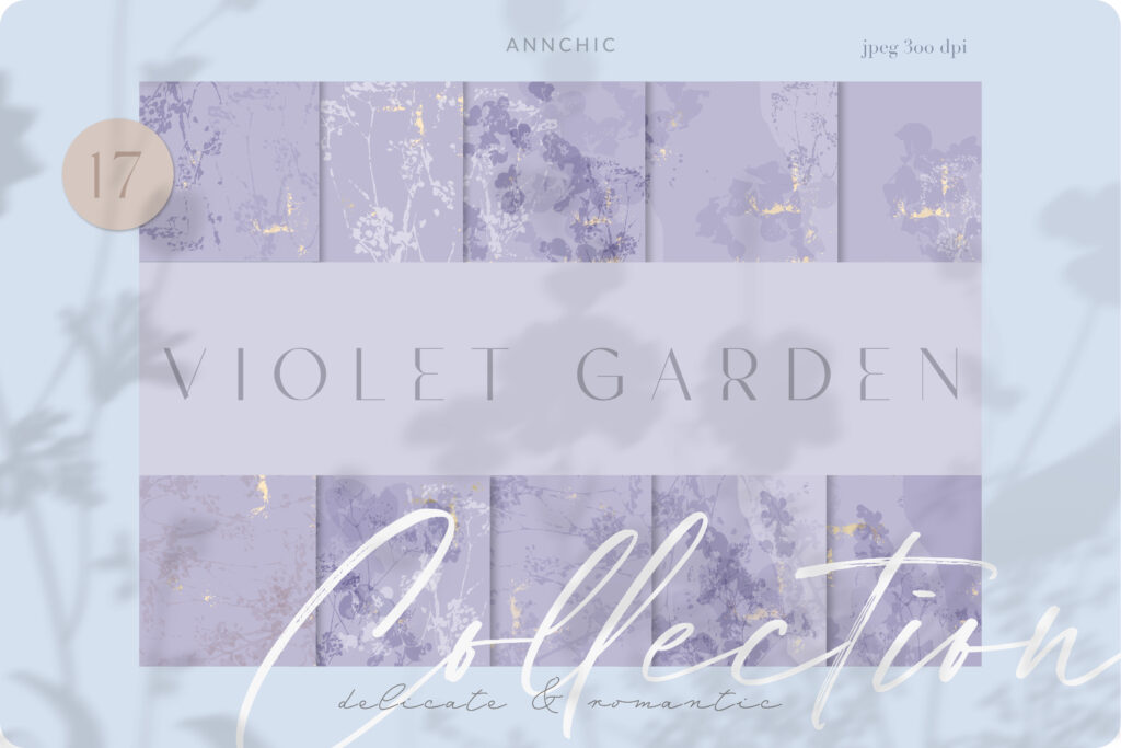 Violet Flora collection included in this floral backgrounds bundle