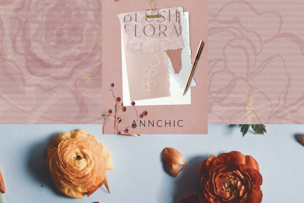 Mockup of Bush Flora Paper included in this floral backgrounds bundle