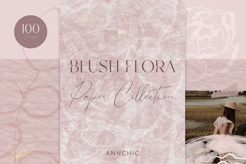 Bush Flora Paper collection included in this floral backgrounds bundle