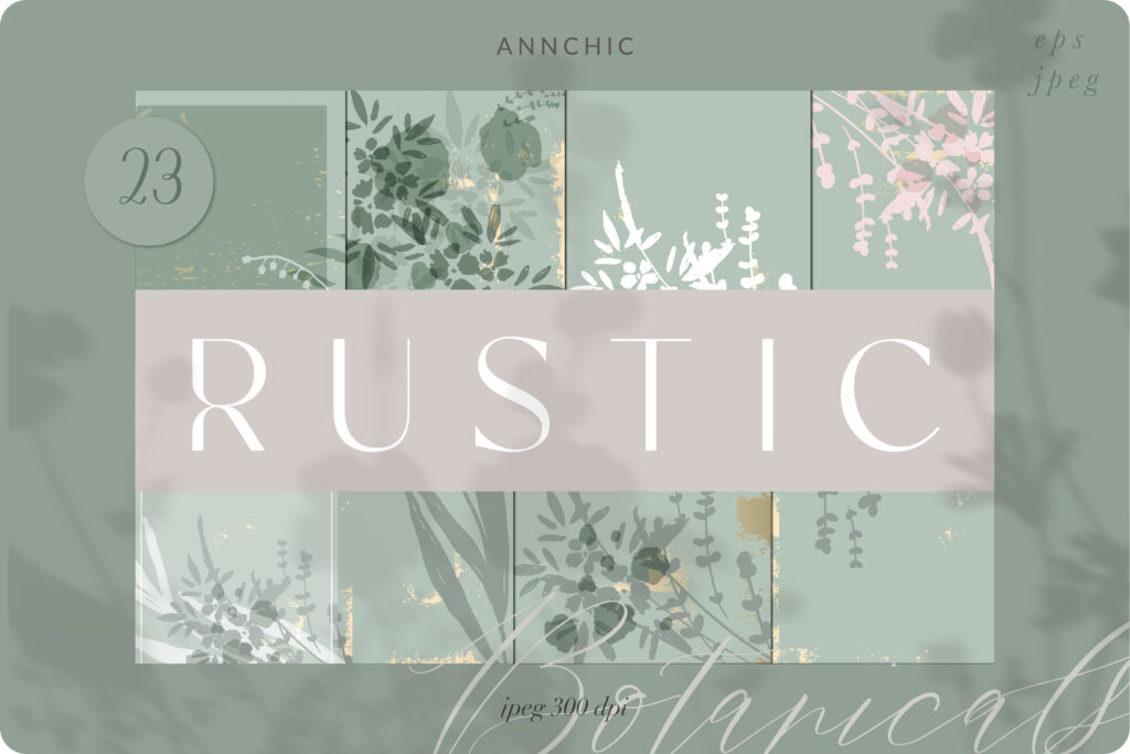 Rustic botanicals collection included in this floral backgrounds bundle