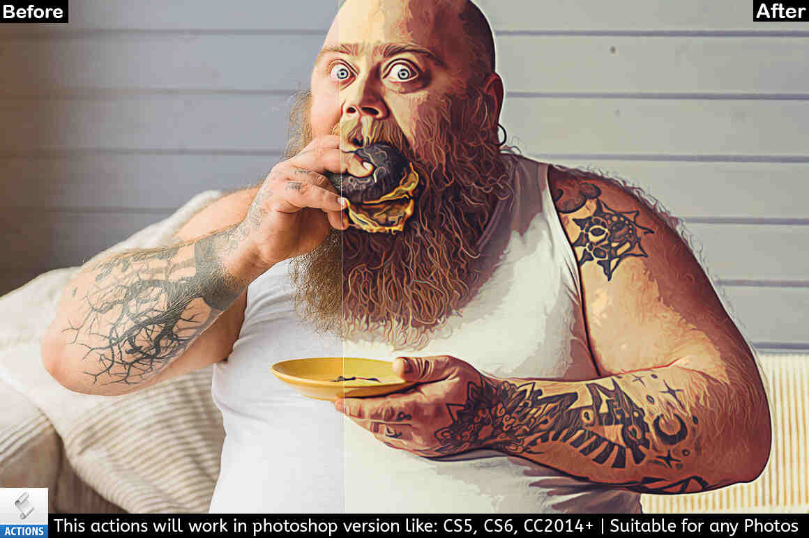 comic oil paint photoshop actions