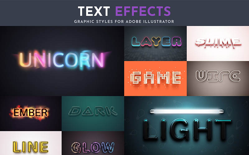 light text Effects - 3d text illustrator