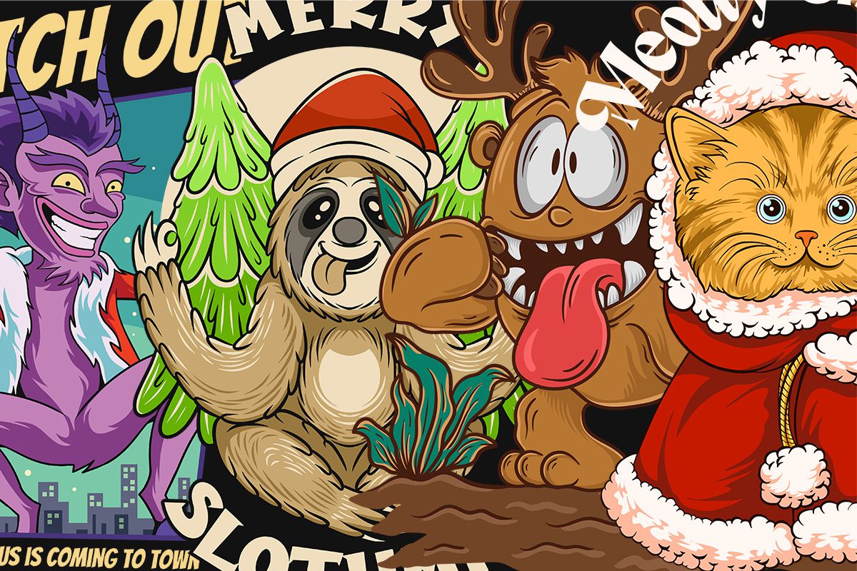 christmas funny design previews collage