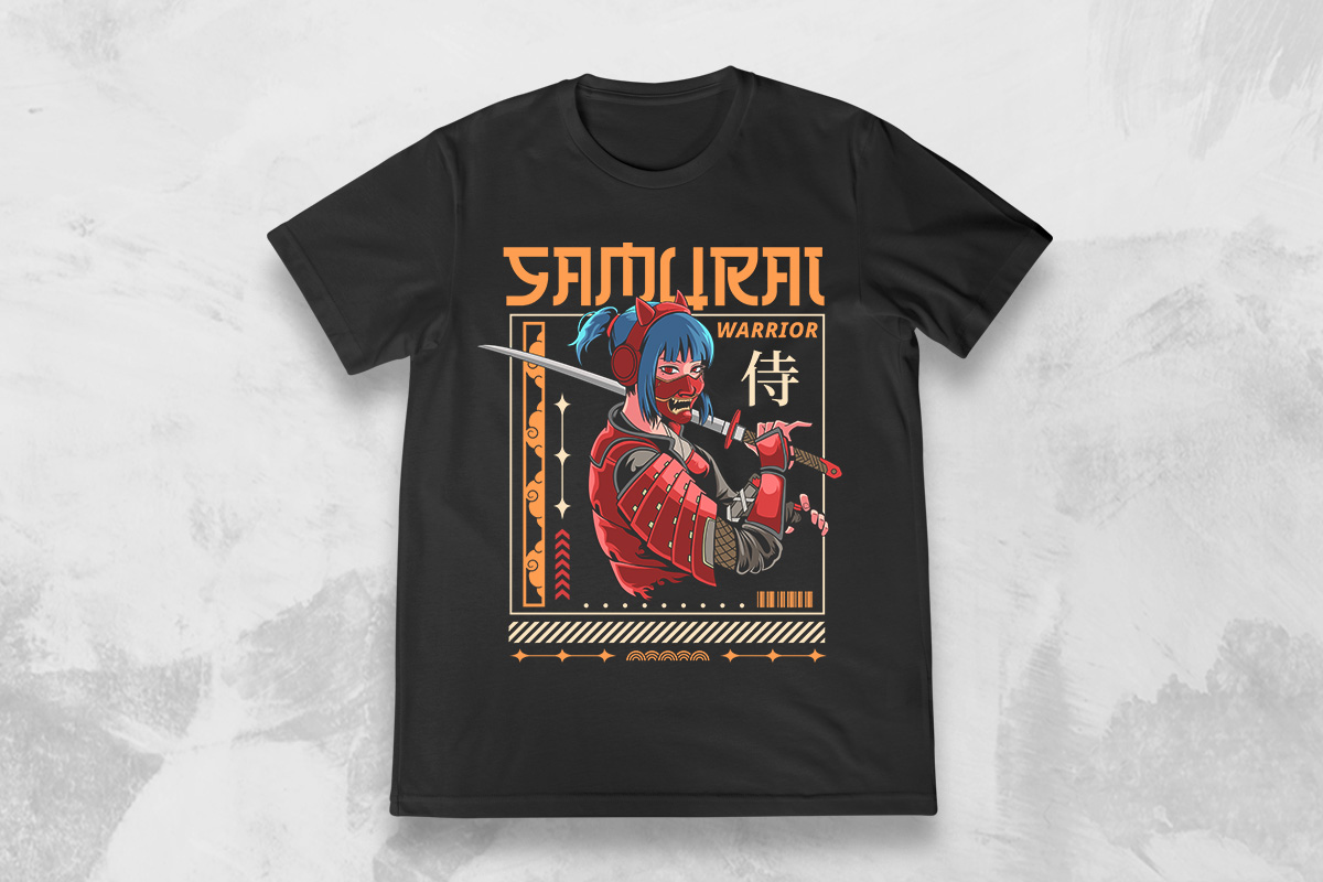 Samurai trending t-shirt designs mockup