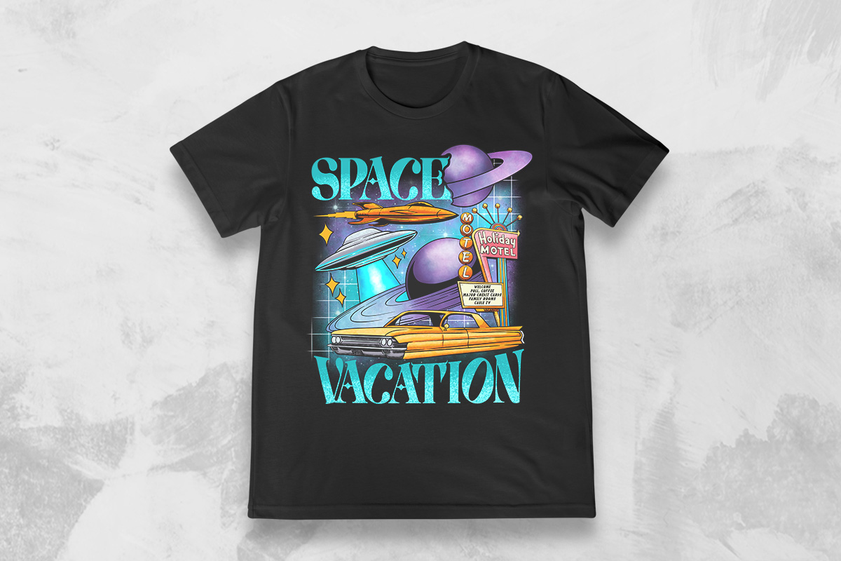 Futuristic tee design mockup