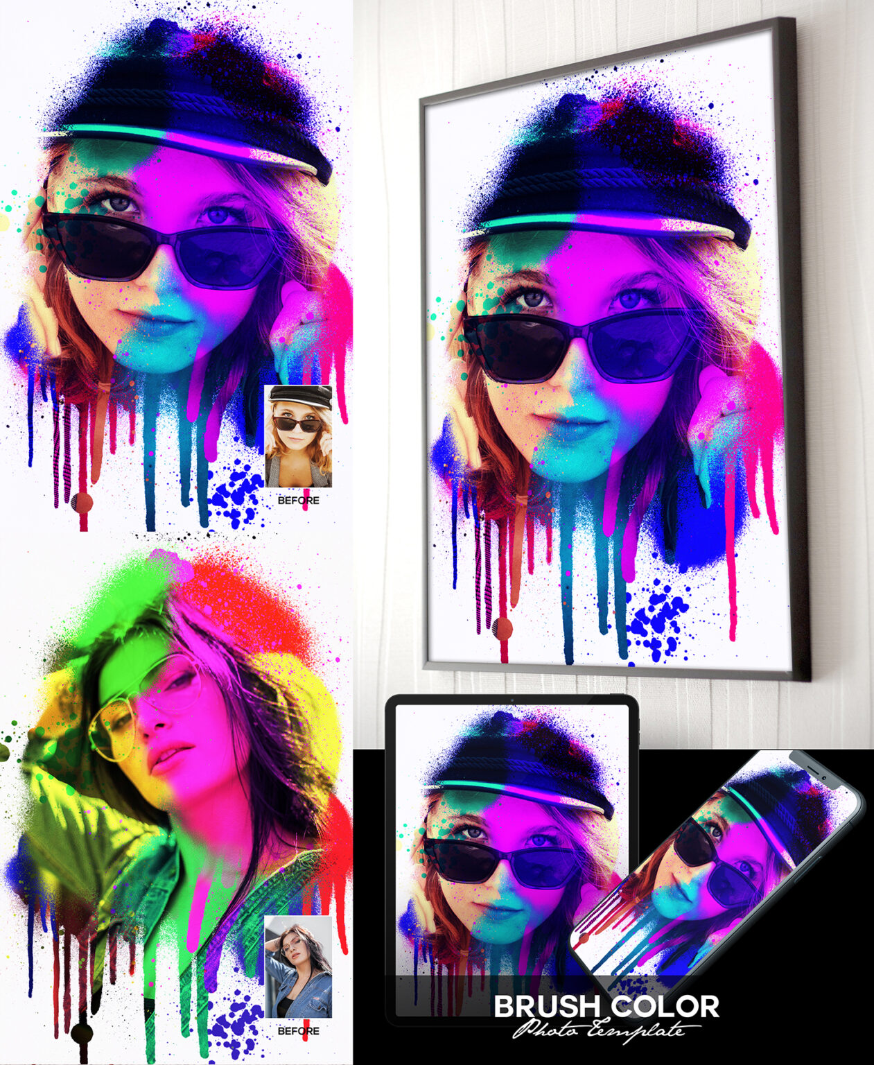 paint brush effect photoshop, brush action photoshop