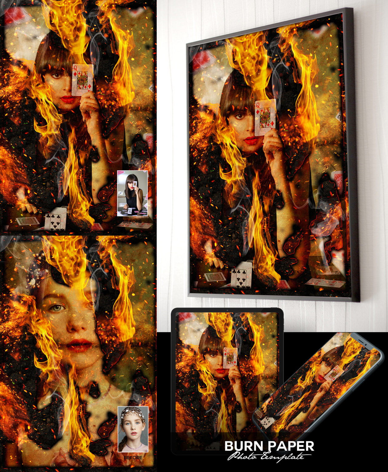 burnt paper effect photoshop, burn photoshop action