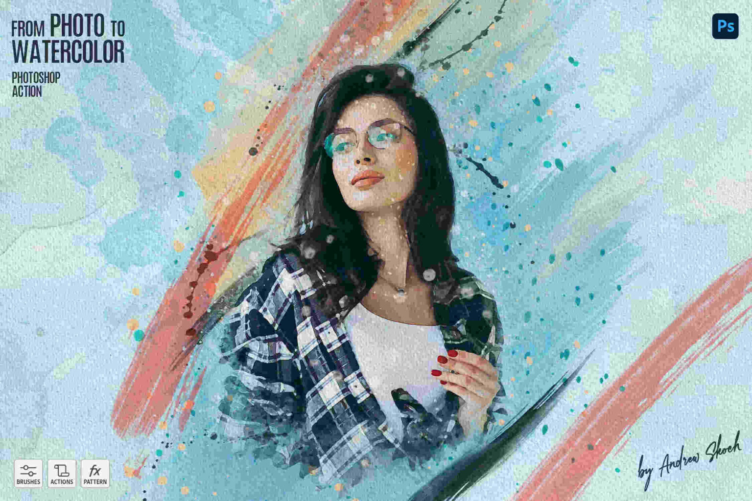 watercolor filter photoshop, photoshop watercolor effect action