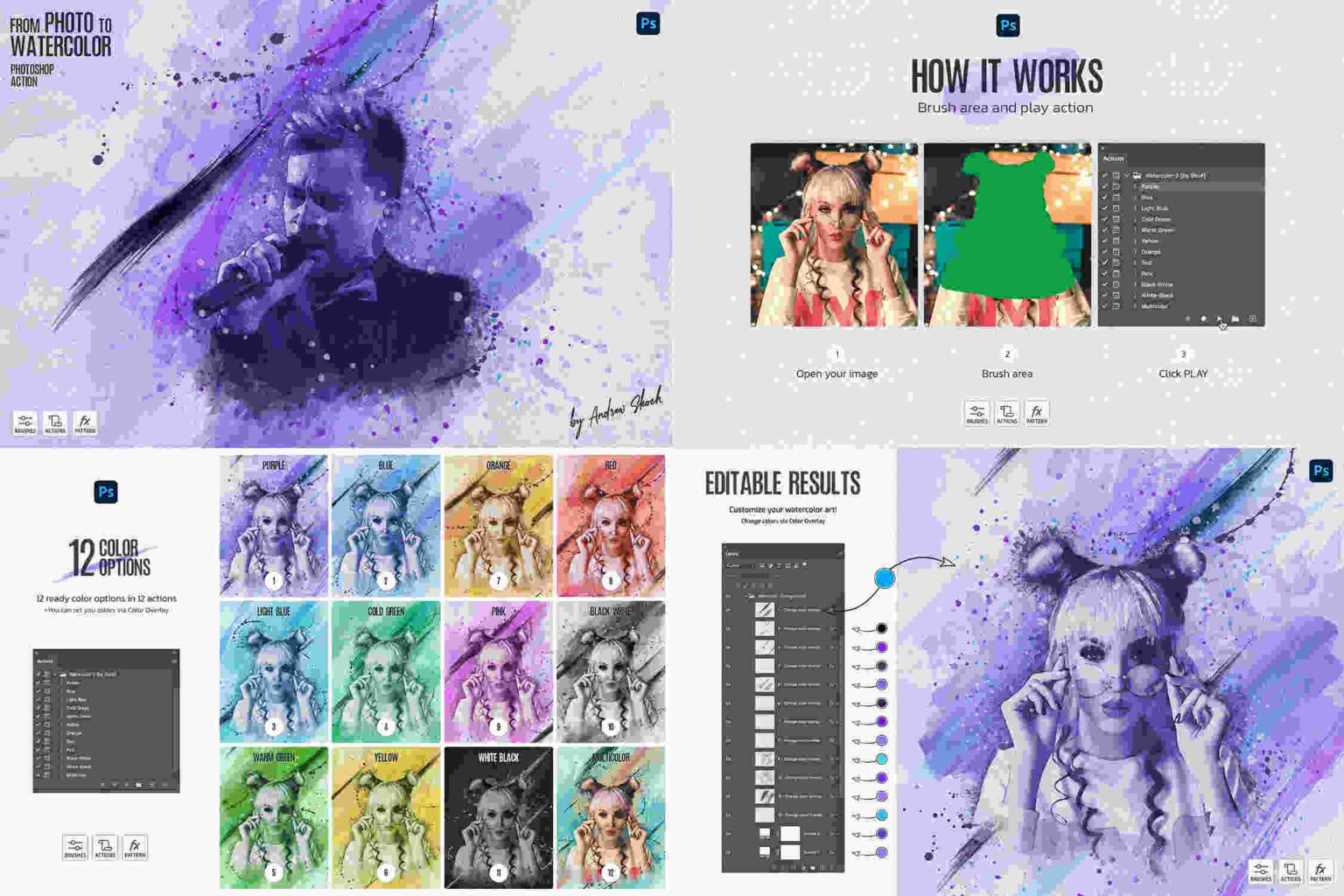 real watercolor photoshop action