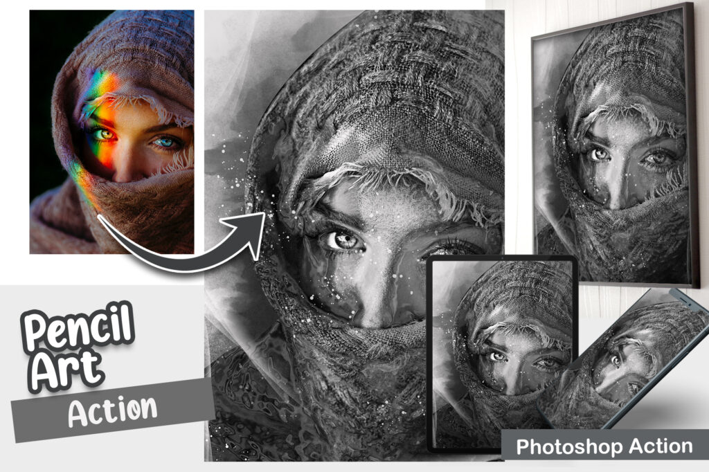 free pencil sketch photoshop action, pencil action photoshop
