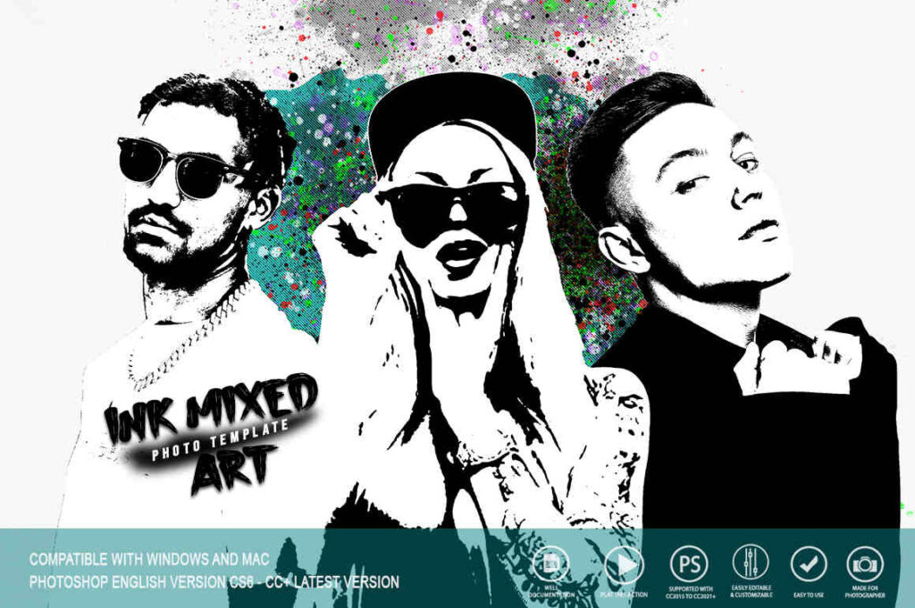 Ink Mixed Art Photo Template