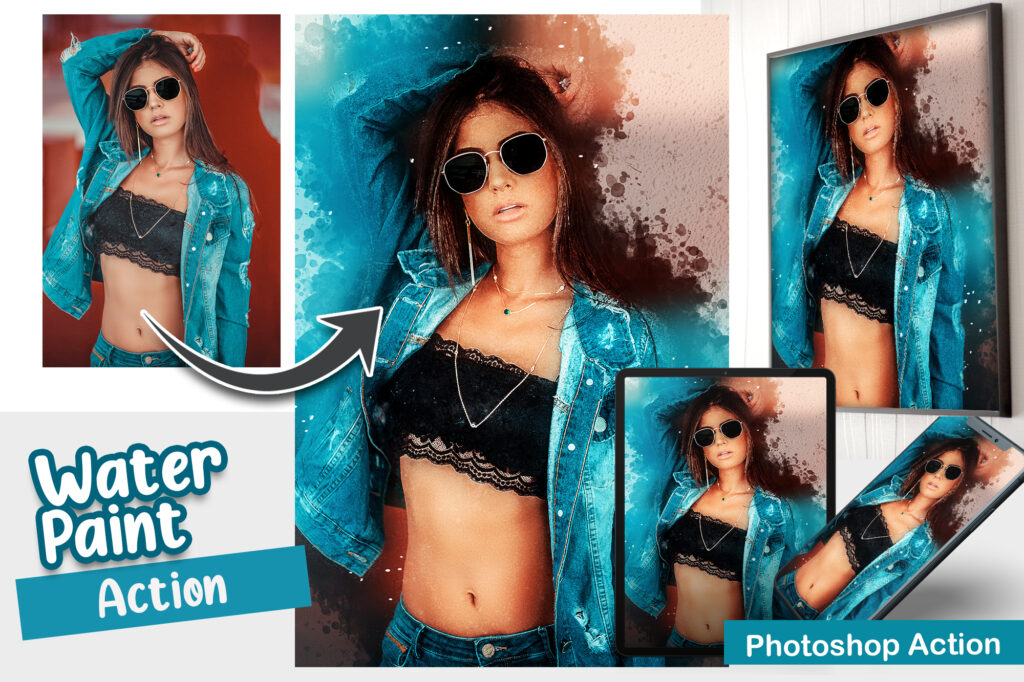 water paint effect photoshop, water paint action
