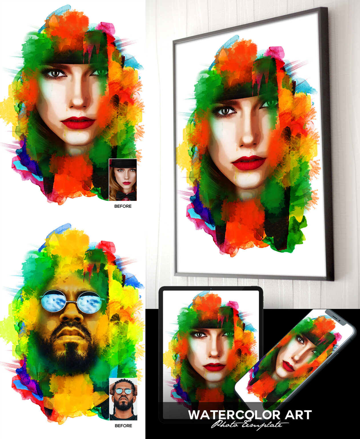 watercolor psd template