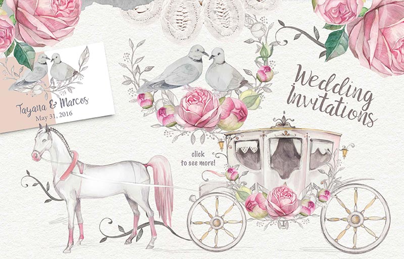 watercolor mountain wedding invitations
