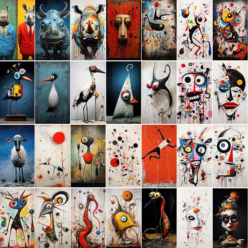 abstract animal images, abstract cow painting, abstract horse prints