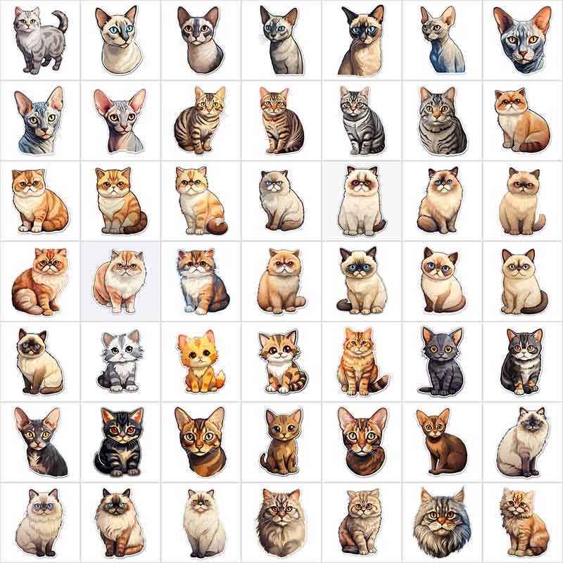 3d cat stickers collage