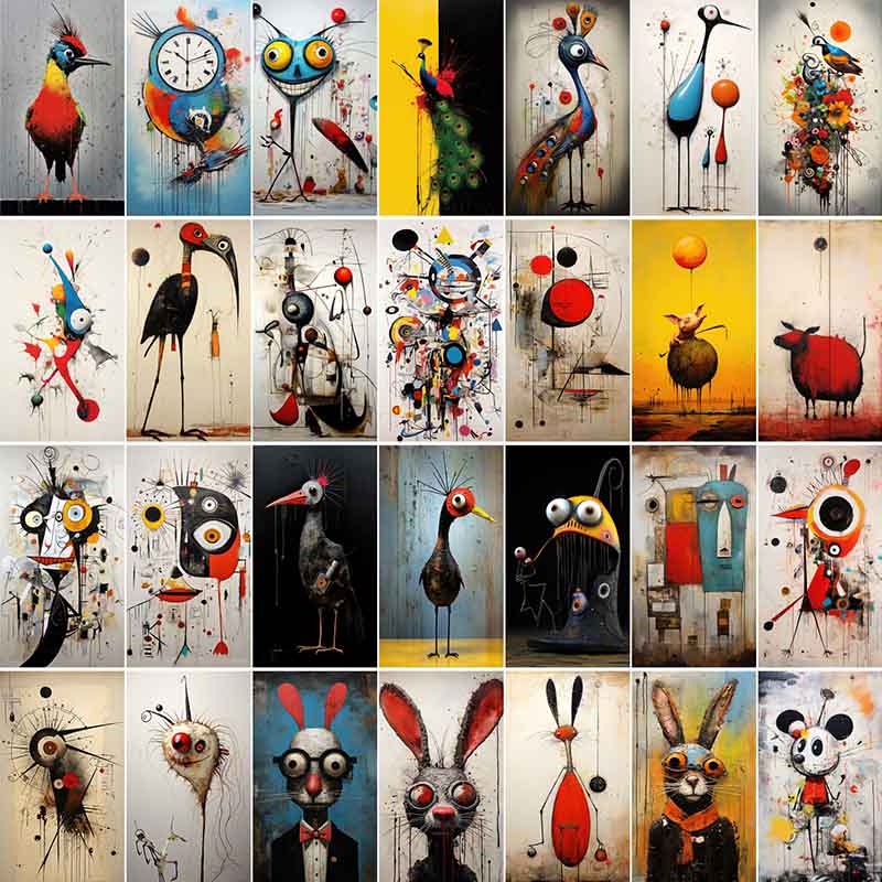 abstract animal pictures, abstract colorful dog painting