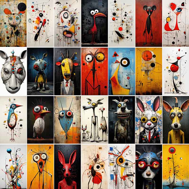 abstract animal images, abstract dog picture, abstract colorful cat painting