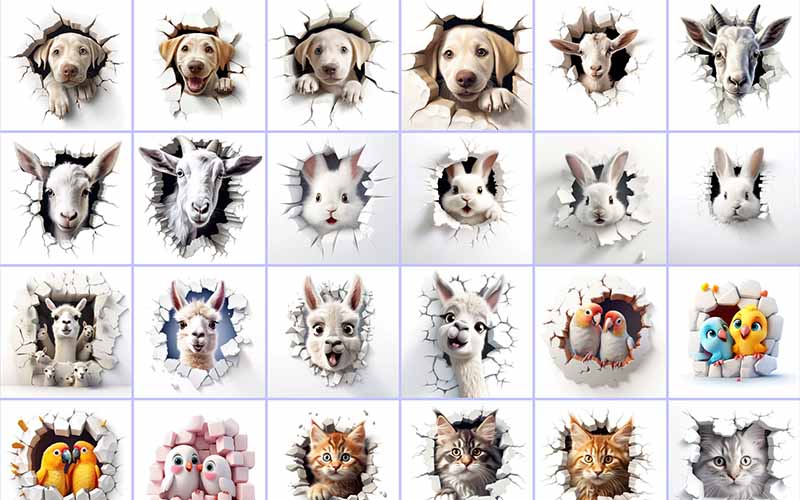Preview of cute animal images included in the bundle