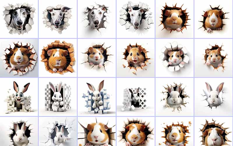 Preview of cute animal images included in the bundle
