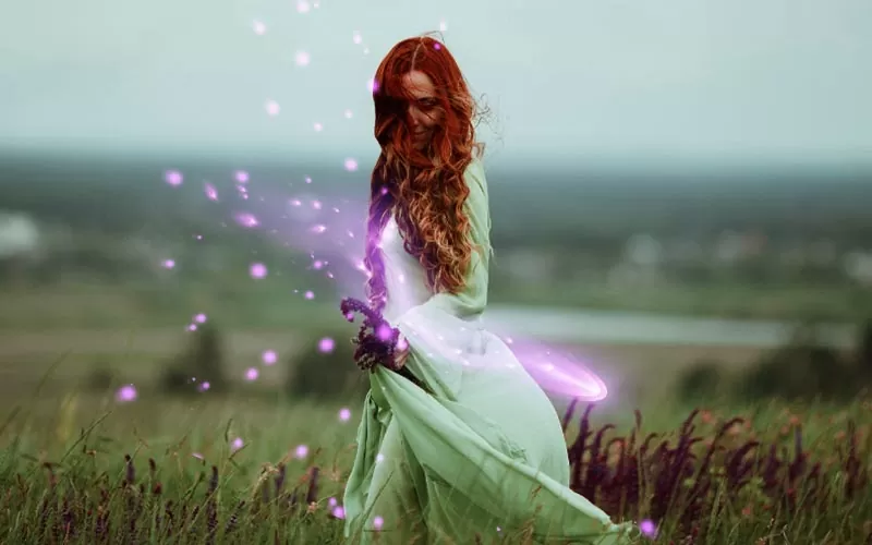 Firefly overlay applied to an image of a woman