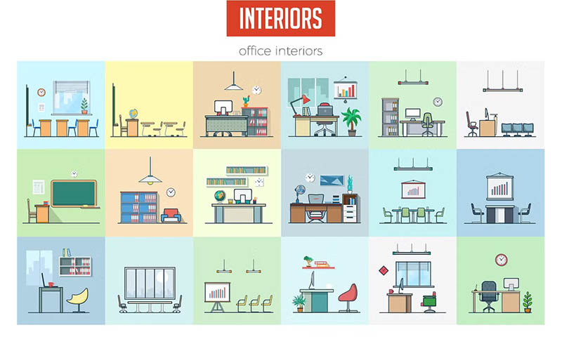 Office interior vector images
