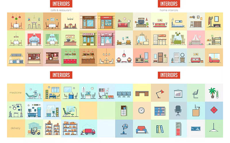 Home interior vector images
