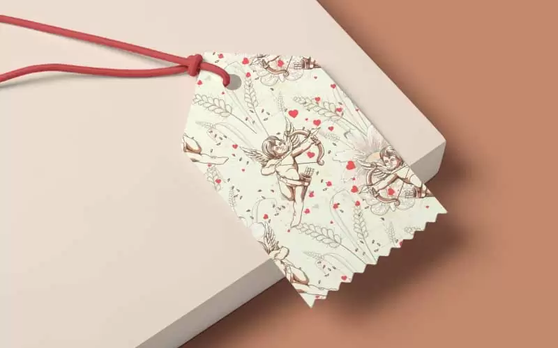 A preview of a love cupid baby design pattern used on a bookmark