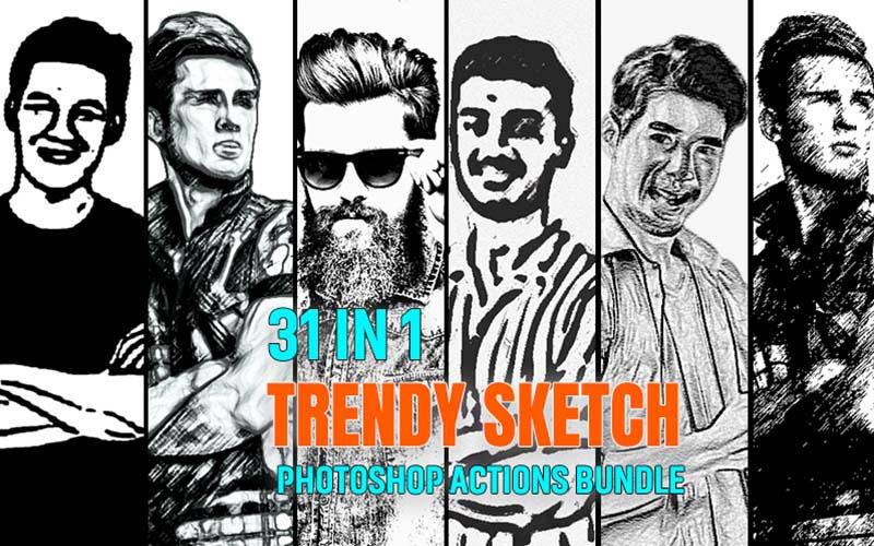 concept sketch photoshop action, sketch psd action