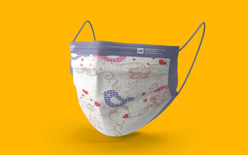 A preview of a blue birds modern pattern used on a face mask