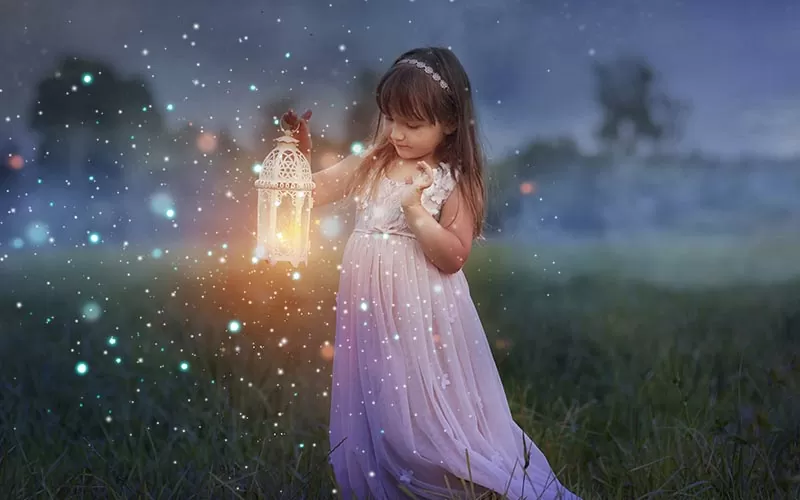 firefly-photoshop-overlays applied to an image of little girl