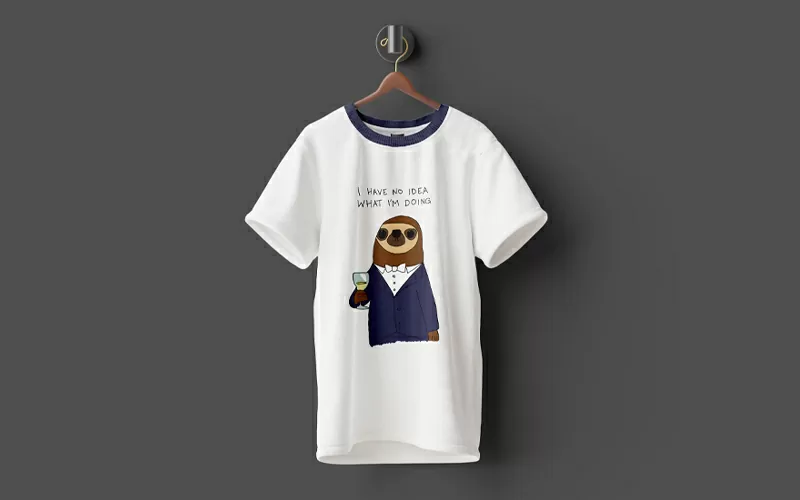 A preview of "I have no idea what I'm doing " t-shirt design  with a funny animal printed on a white t-shirt