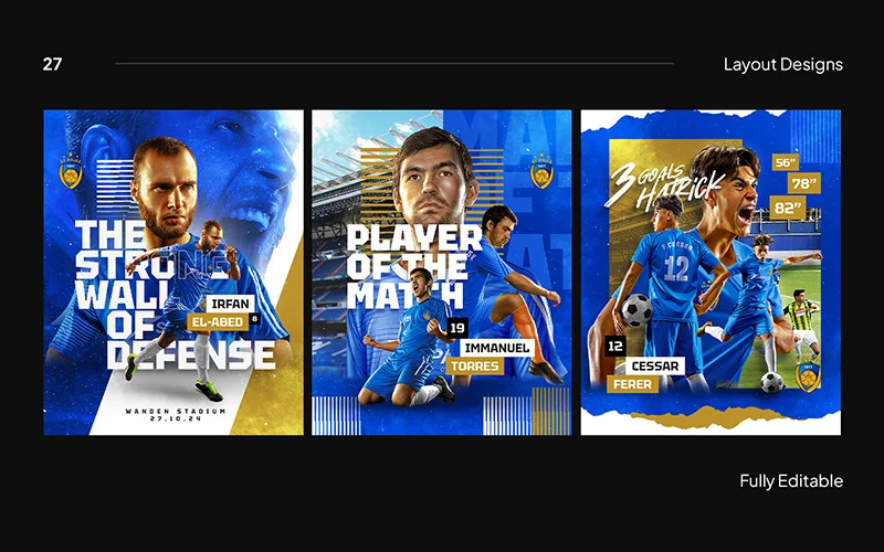 editable instagram post template for football clubs