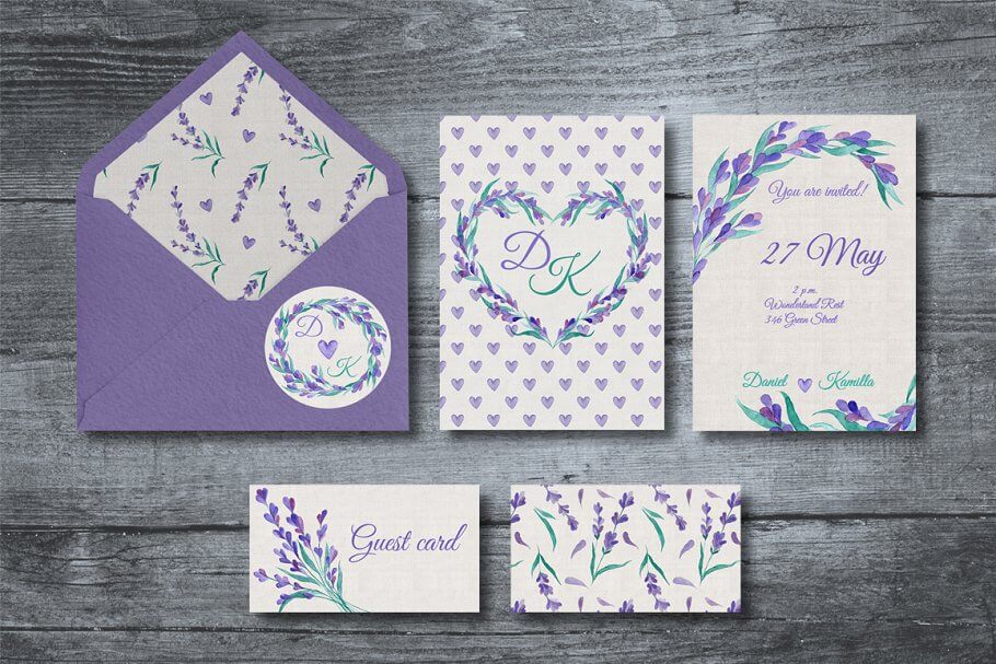 lavender watercolor elements set mockups lavender watercolor elements set mockups