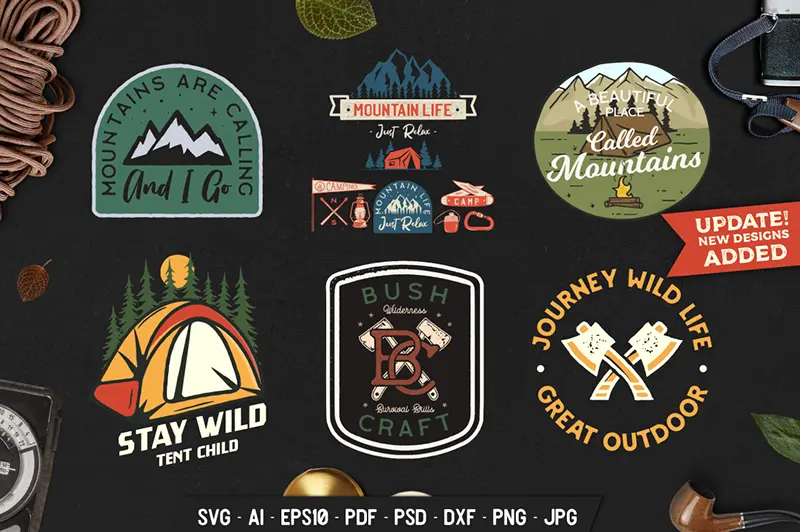 retro camp badges part 1 new designs previews