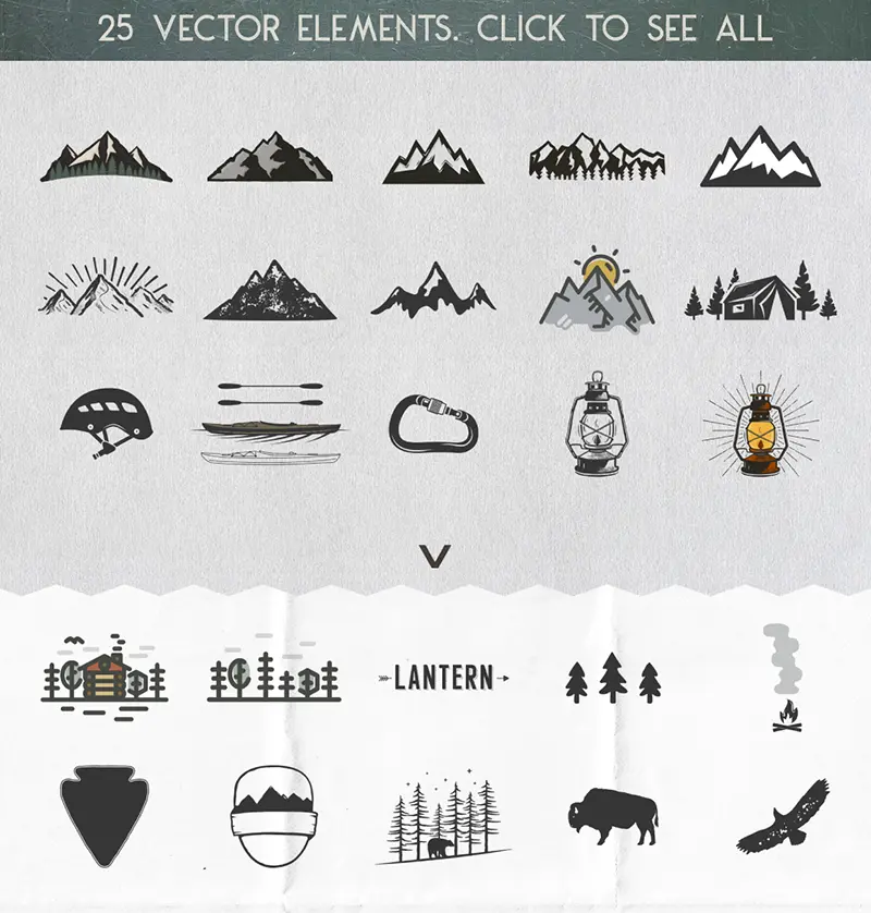 retro camp badges part 1 vector elements