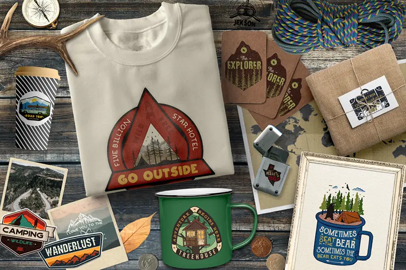 retro camp badges part 3 mockups