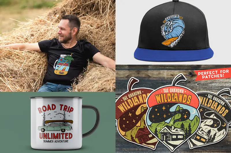 retro camp badges part 4 mockups