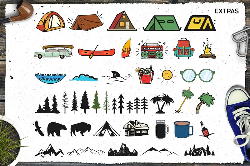 retro camp badges part 4 extra designs previews