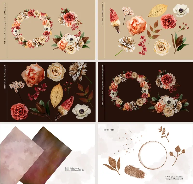 Amelia bouquet elements collage