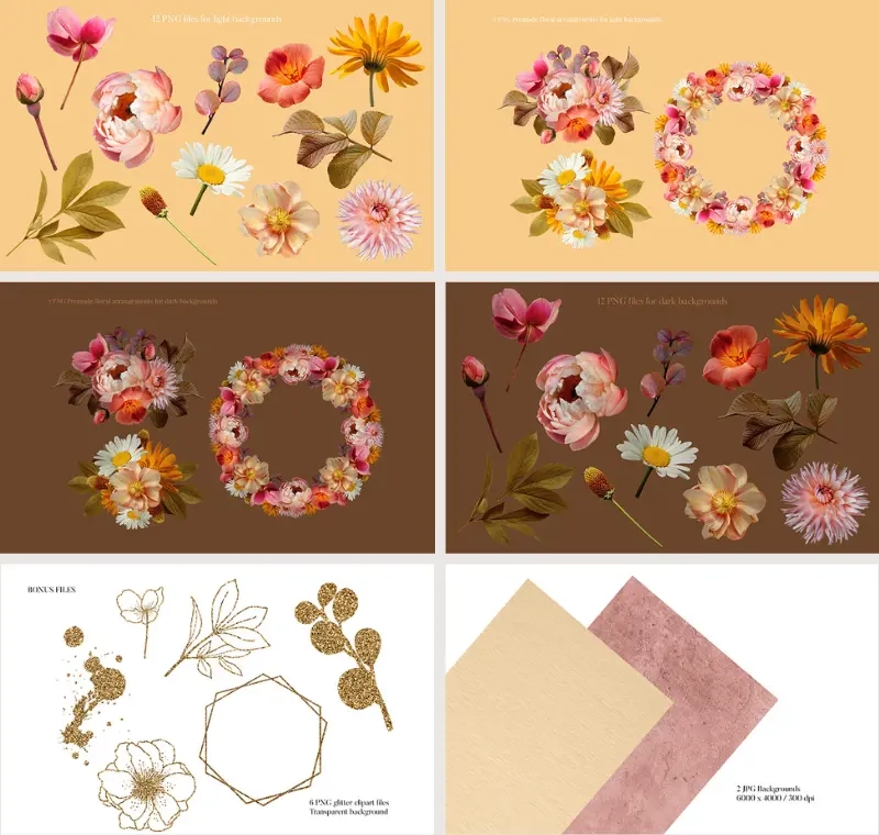 Betty bouquet elements collage