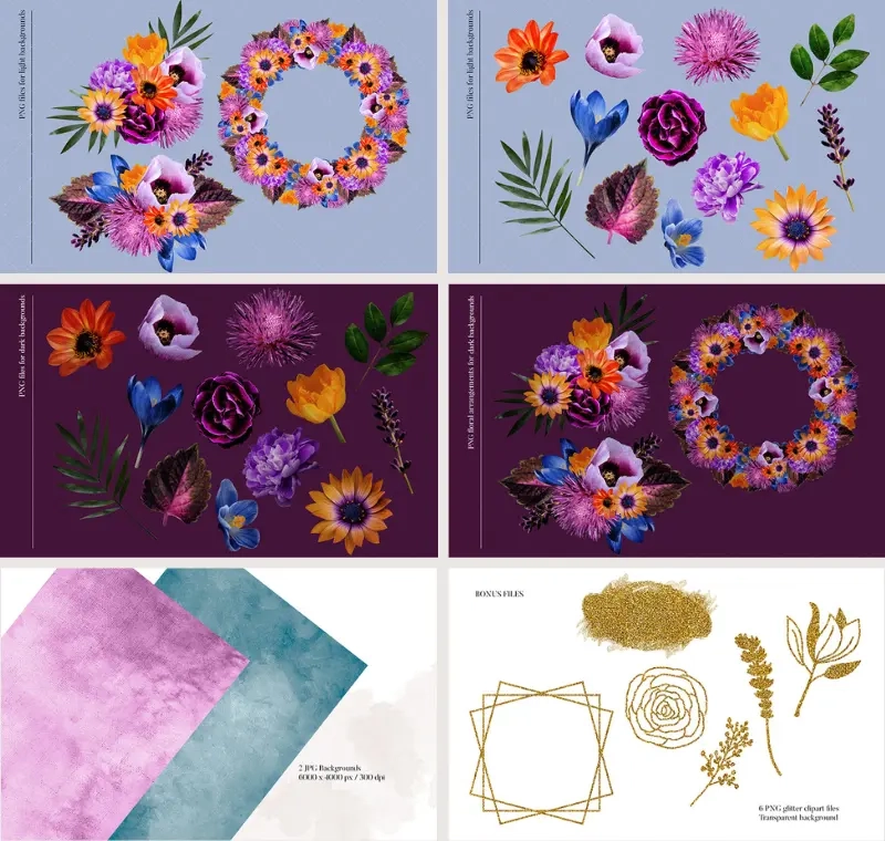 Emily bouquet elements collage