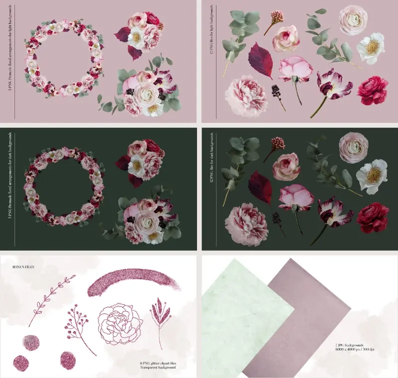Griselda bouquet elements collage