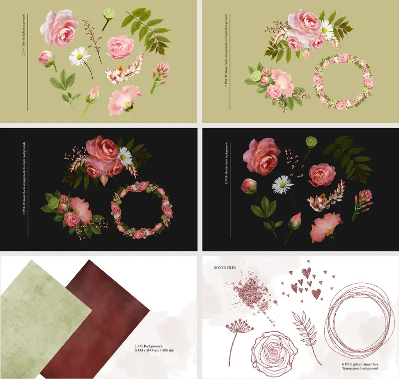 Molly bouquet elements collage